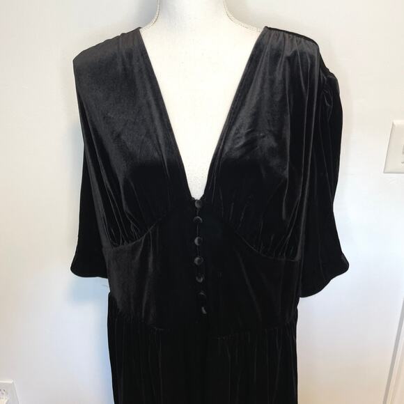 Lauren Ralph Lauren Plus Size Velvet Puff Sleeve Midi Dress In Black Size 3X New - Picture 3 of 15